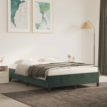 Cadru de pat, verde închis, 140x190 cm, catifea - Img 1