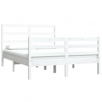Cadru pat, alb, 140x190 cm, lemn masiv de pin - Img 3