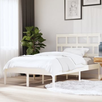 Cadru pat, alb, 140x200 cm, lemn masiv de pin - Img 1