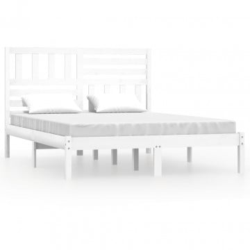 Cadru pat, alb, 140x200 cm,lemn masiv de pin - Img 2