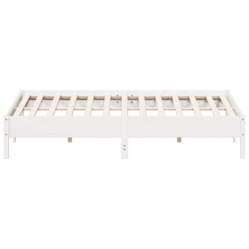 Cadru pat, alb, 180x200 cm, lemn masiv de pin - Img 8