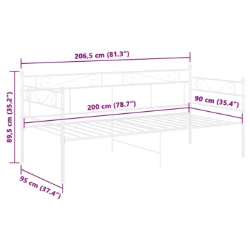 Cadru pat canapea, alb, 90x200 cm, metal - Img 7
