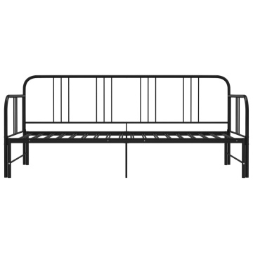 Cadru pat canapea extensibilă, negru, 90 x 200 cm, metal - Img 3