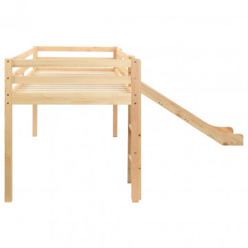 Cadru pat copii etajat cu tobogan &amp; scară 97x208cm lemn de pin - Img 2