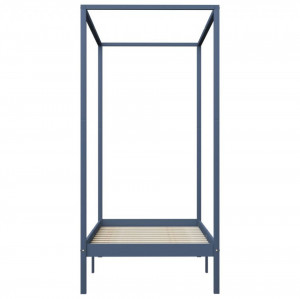 Cadru pat cu baldachin, gri, 90x200 cm, lemn masiv de pin - Img 4
