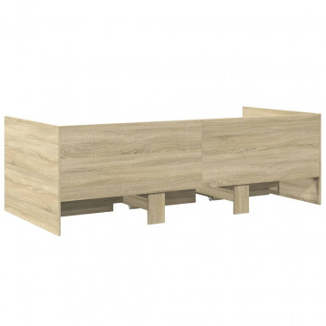 Cadru pat cu sertare, stejar sonoma, 75x190 cm lemn prelucrat - Img 5