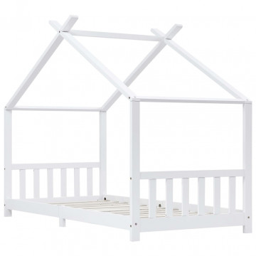 Cadru pat de copii, alb, 90 x 200 cm, lemn masiv de pin - Img 3