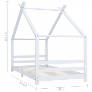 Cadru pat de copii, alb, 90 x 200 cm, lemn masiv de pin - Img 6