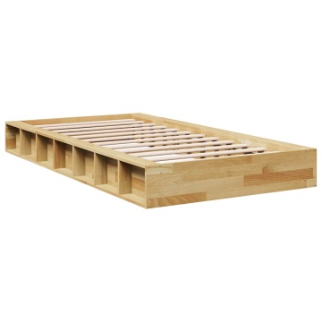 Cadru pat fără saltea 90x200 cm lemn masiv de stejar - Img 3
