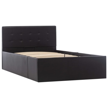 Cadru pat hidraulic cu ladă negru 90 x 200 cm piele ecologică - Img 3