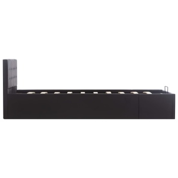 Cadru pat hidraulic cu ladă negru 90 x 200 cm piele ecologică - Img 8