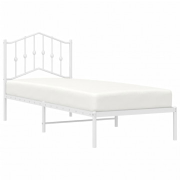 Cadru pat metalic cu tăblie, alb, 90x200 cm - Img 3
