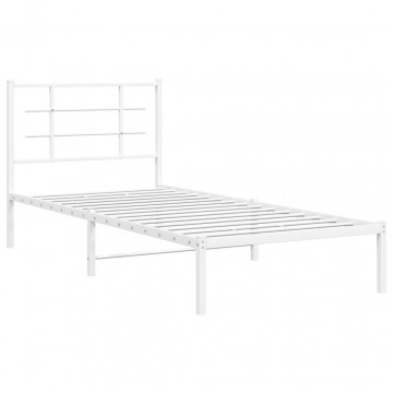 Cadru pat metalic cu tăblie, alb, 90x200 cm - Img 2
