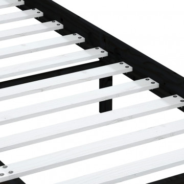 Cadru pat, negru, 140x190 cm, lemn masiv de pin - Img 5