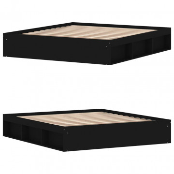 Cadru pat, negru, 180x200 cm, Super King Size - Img 4