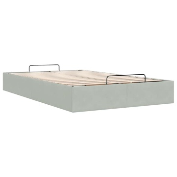 Cadru pat otoman fără saltea Gri deschis 120x200 cm catifea - Img 6