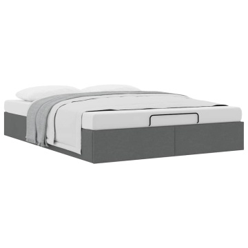Cadru pat otoman fără saltea Gri închis 140x190 cm țesătură - Img 3