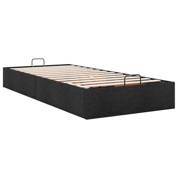 Cadru pat otoman fără saltea țesătură neagră 90x200 cm - Img 4