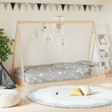 Cadru pat pentru copii, 90x200 cm, lemn masiv de pin - Img 1