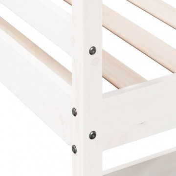 Cadru pat supraetajat cu birou, alb, 80x200 cm, lemn masiv pin - Img 7