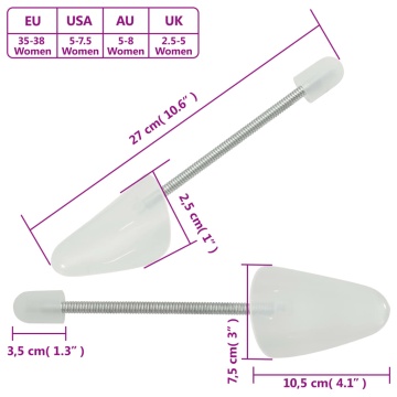 Calapoade de pantofi, 5 perechi, alb, EU 35-38, plastic - Img 5