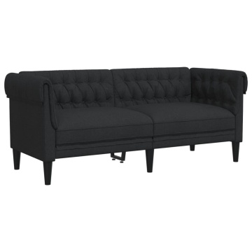 Canapea Chesterfield cu 2 locuri, negru, material textil - Img 2