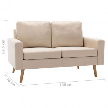 Canapea cu 2 locuri, crem, material textil - Img 6