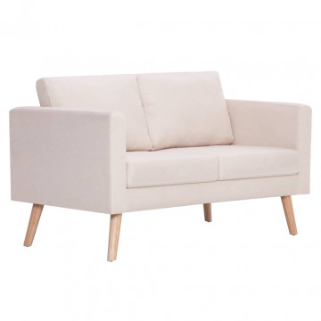Canapea cu 2 locuri, crem, material textil - Img 2