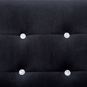 Canapea cu 2 locuri cu brațe, negru, crom și catifea - Img 3