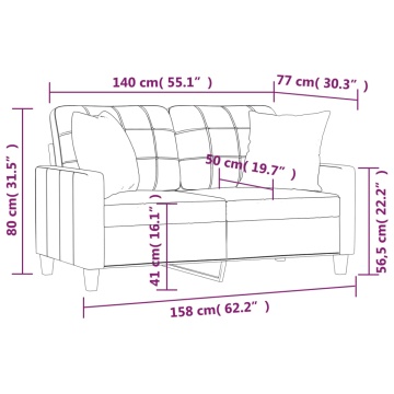 Canapea cu 2 locuri cu pernuțe, negru, 140 cm, piele ecologică - Img 7