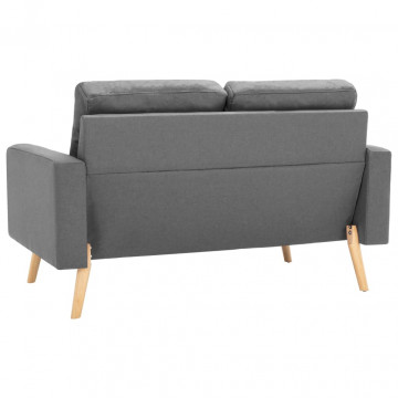 Canapea cu 2 locuri, gri deschis, material textil - Img 7