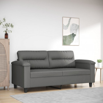 Canapea cu 2 locuri, gri închis, 140 cm, țesătură microfibră - Img 1