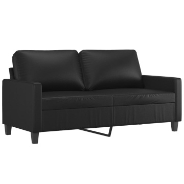 Canapea cu 2 locuri, negru, 140 cm, piele ecologică - Img 2