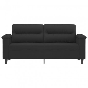 Canapea cu 2 locuri, negru, 140 cm, țesătură microfibră - Img 3
