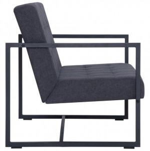 Canapea cu 2 locuri și brațe, gri închis, oțel și material textil - Img 5