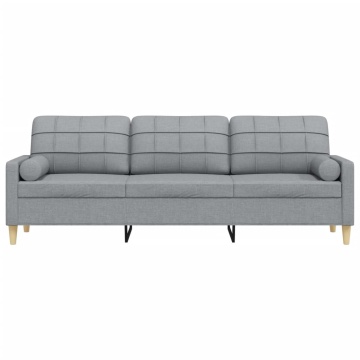 Canapea cu 3 locuri cu pernuțe, gri deschis, 210 cm, textil - Img 3