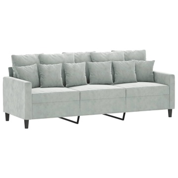 Canapea cu 3 locuri, gri deschis, material 180CM catifea - Img 2