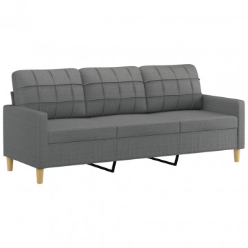 Canapea cu 3 locuri, gri închis, 180 cm, material textil - Img 2