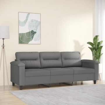 Canapea cu 3 locuri, gri închis, 180 cm, țesătură microfibră - Img 1