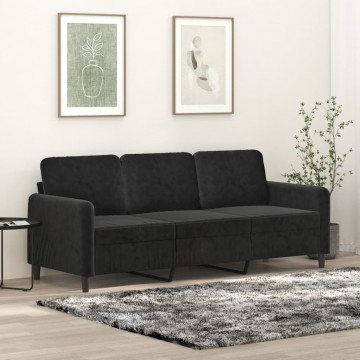Canapea cu 3 locuri, Negru, 180 cm, catifea - Img 1