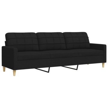 Canapea cu 3 locuri, negru, 210 cm, material textil - Img 2