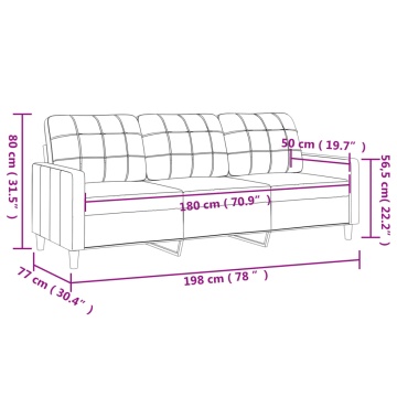 Canapea cu 3 locuri, roșu vin, 180 cm, material textil - Img 7