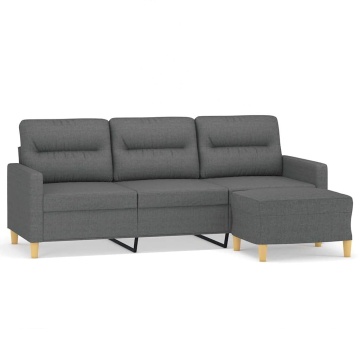 Canapea cu 3 locuri și taburet, gri închis, 180 cm, textil - Img 2