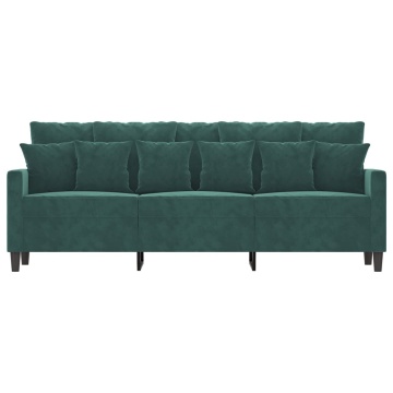 Canapea cu 3 locuri, verde închis, 180 cm, catifea - Img 3