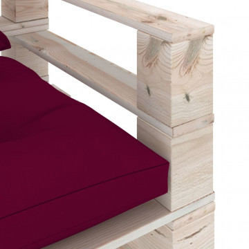 Canapea de grădină din paleți cu perne roșu vin, lemn de pin - Img 6
