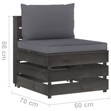 Canapea de mijloc modulară cu perne, gri, lemn impregnat - Img 5