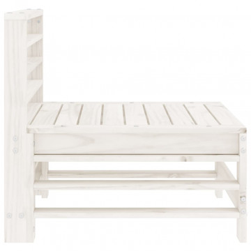 Canapea de mijloc pentru grădină, alb, lemn masiv de pin - Img 4