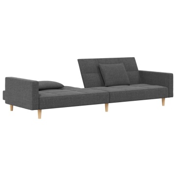 Canapea extensibilă cu 2 locuri, 2 perne, gri deschis, textil - Img 4