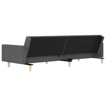 Canapea extensibilă cu 2 locuri, 2 perne, gri deschis, textil - Img 7