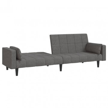 Canapea extensibilă cu 2 locuri, 2 perne, gri deschis, textil - Img 4